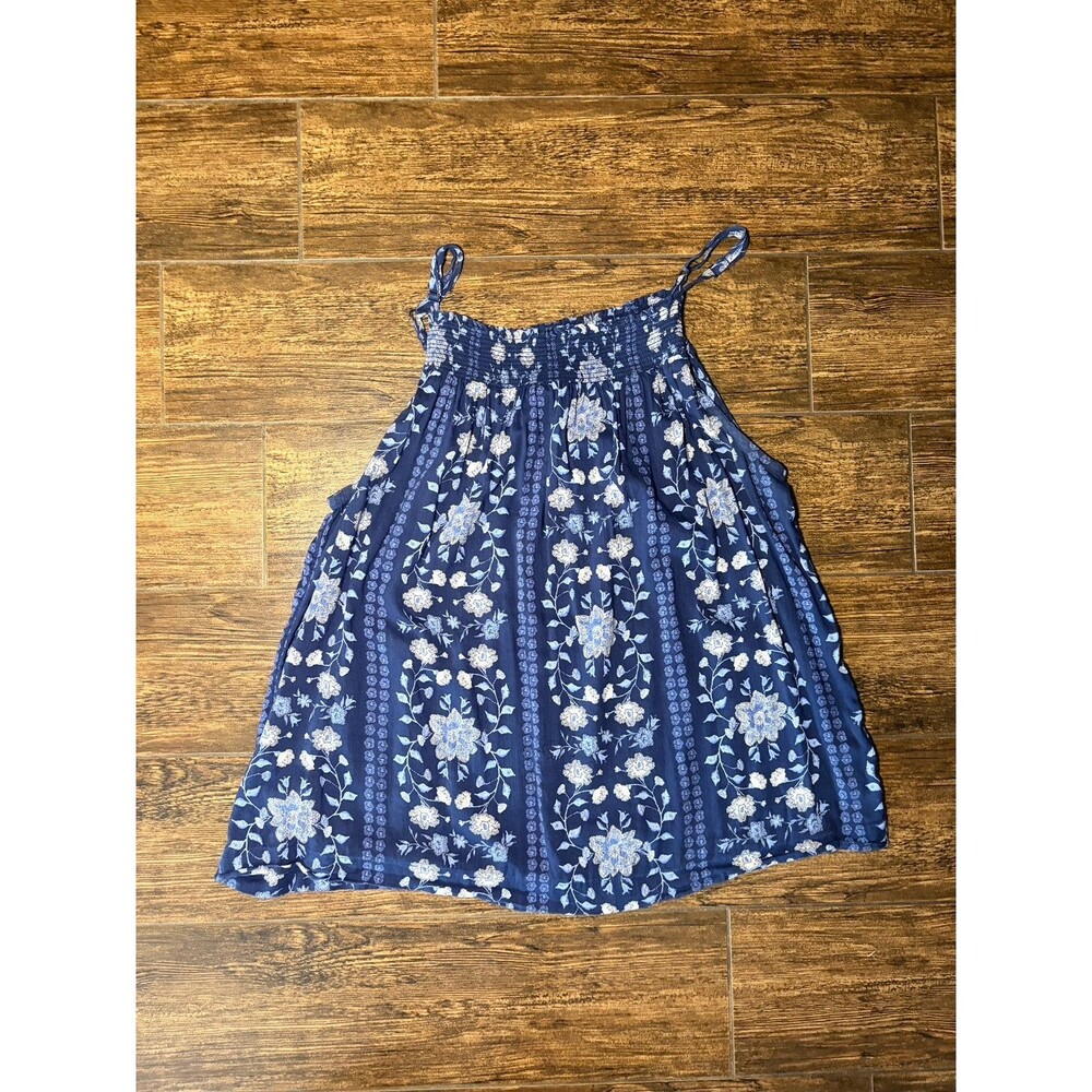 Old Navy Navy Blue Floral Swing Cami - L